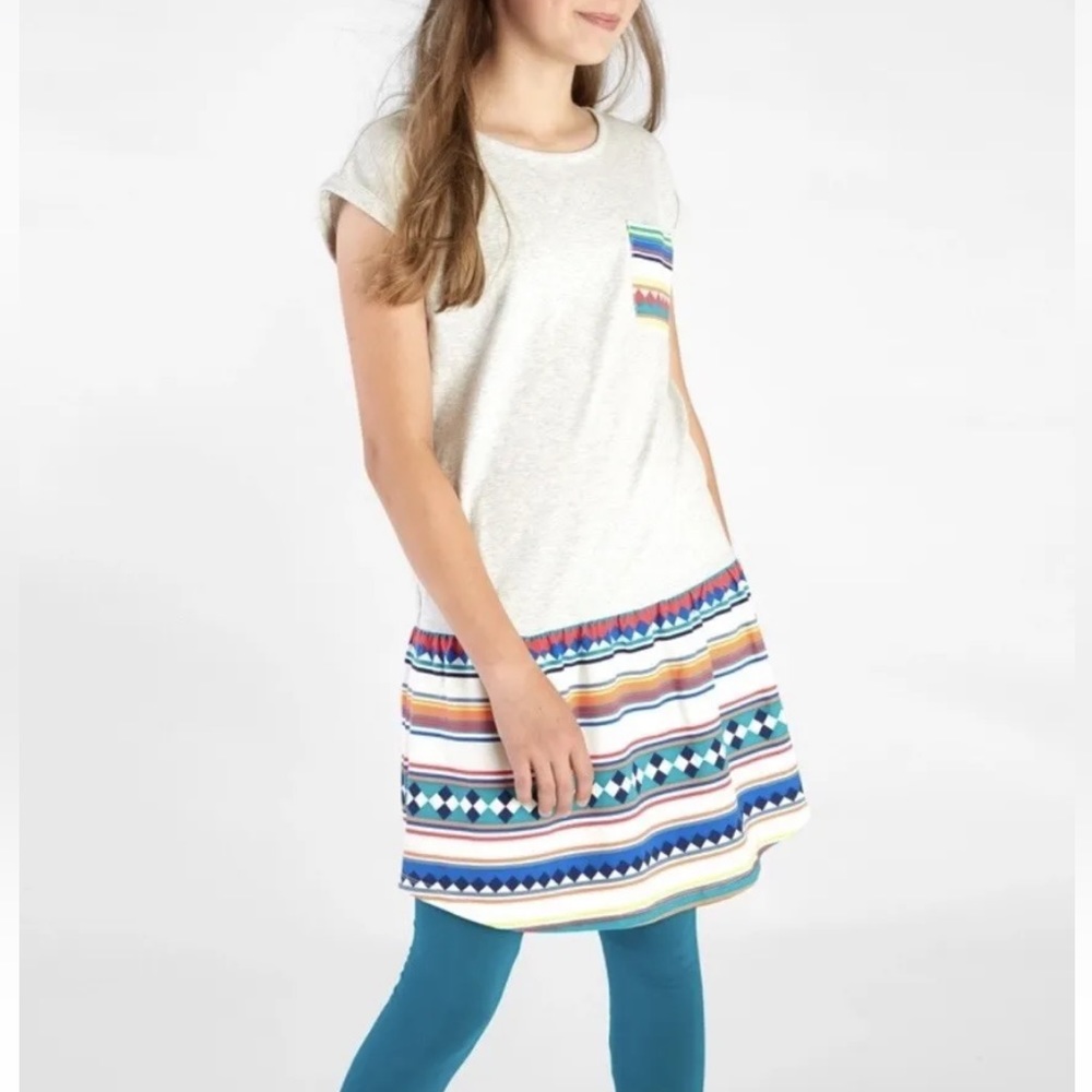 $50 Tea Collection Girls Dress Aztec Osceola Stripe Cotton Size 8 Summer